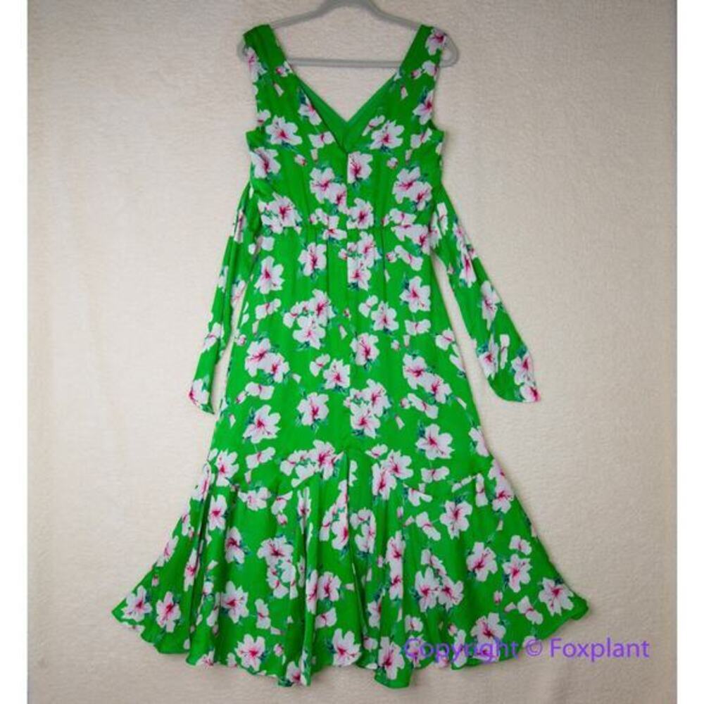 New! *Flawed" White House Black Market Floral Satin Fit & Flare Dress, size 2 - Picture 11 of 16